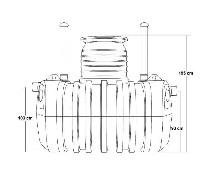 Harmaavesisuodatin 2000 L mittakuva matt kuva